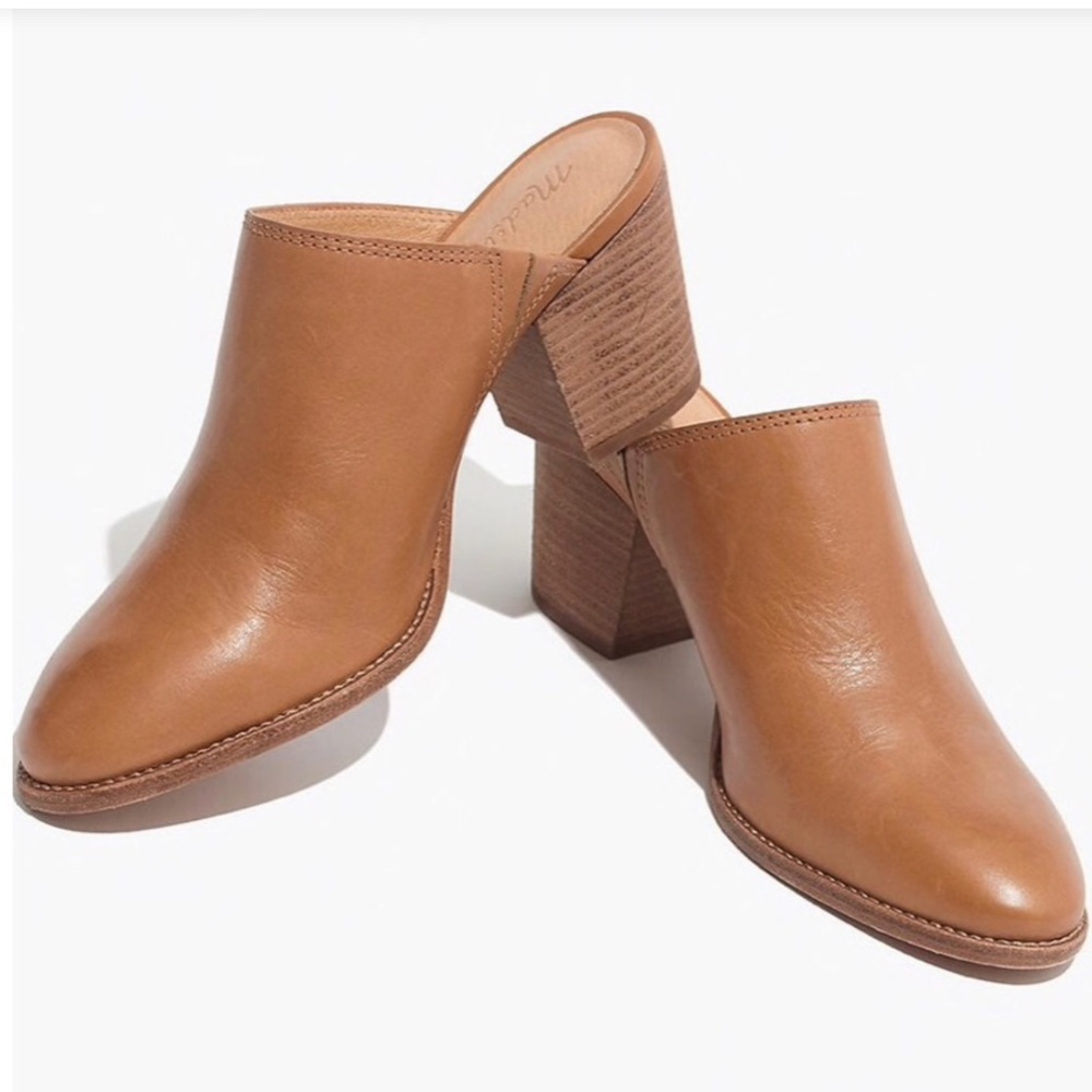 Harper Tan Leather Mules Amber Brown